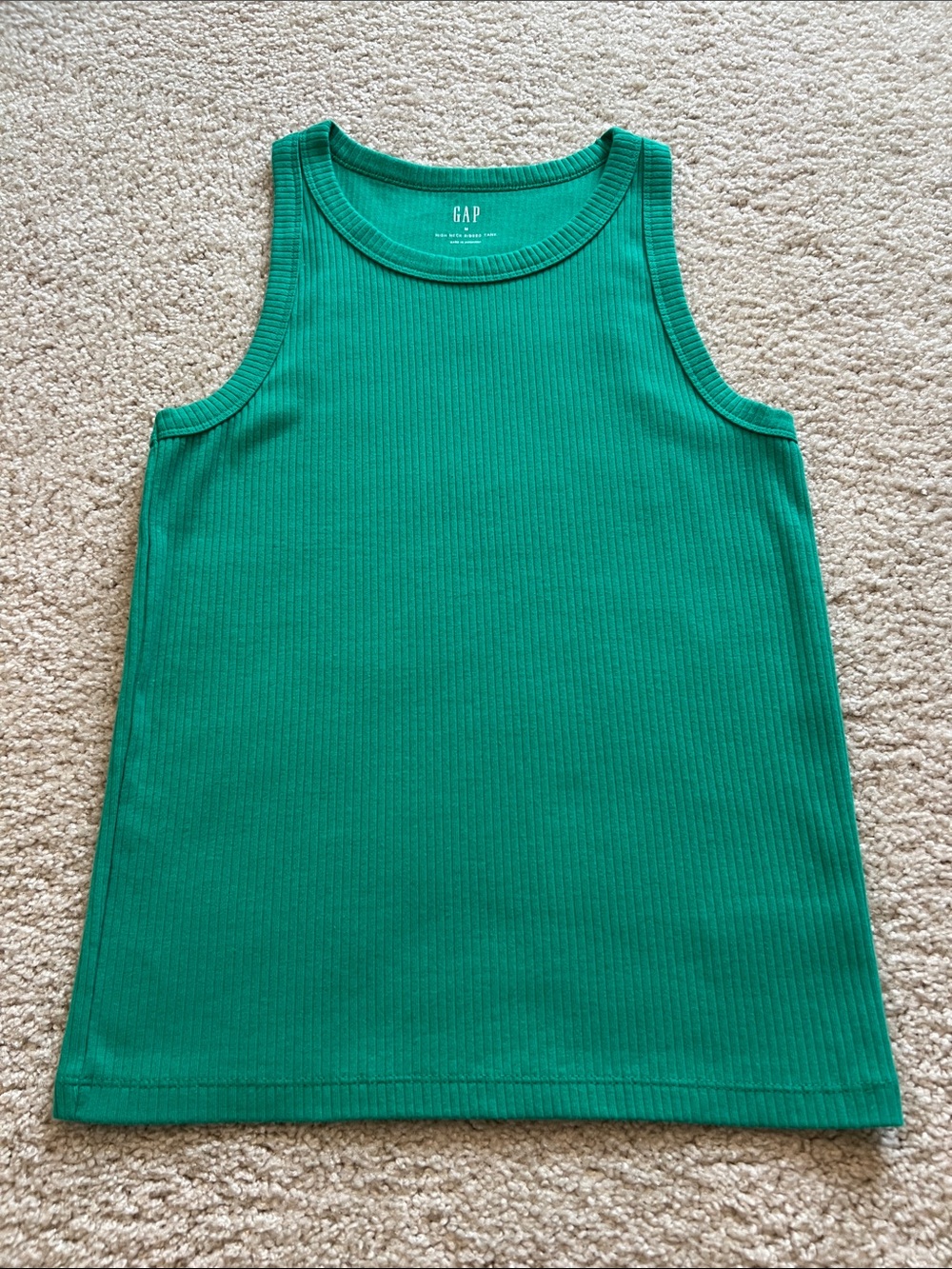 GAP Emerald Green Ribbed High Neck Tank Top